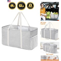 Extra Large Tote Bag, Reusable Grocery Bags with Metal Wire Frame and Handles…