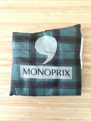 Monoprix French Reusable Grocery Shopping Bag-New-Tartan/Plaid-Bonjour!