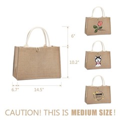 Jute Tote Bags with Button,Beach,Pool