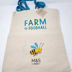 Marks Spencer Farm to Foodhall Bee Cherry Tote Bag Cotton M&S Food Green New