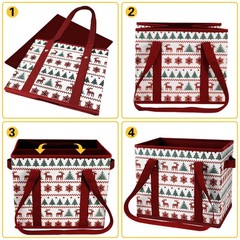 13×10.23×11 Inch Reusable Grocery Heavy Duty Shopping Bags Reindeers 3 PCS