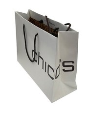 Medium Chico’s Reusable Shopping Bag Gift Bag Dark Brown Print 12.5 x 9.5 x 4.5