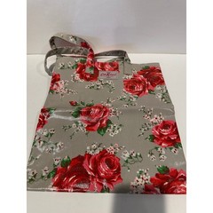 Cath Kidston London Gray Floral Rose Pattern Vinyl Tote Bag Small Size Casual