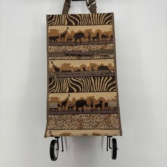Jade Rolling Shopping Bag Large Brown Safari Animal Tapestry Ecletic Boho Unique