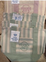 TRADER JOE’S PASTEL STRIPE CANVAS TOTE BAGS (3) SETS of 4! 12 Bags With Tags