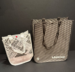 LOT OF 2 Lululemon Reusable Shopping Tote Bag Holiday Small Medium