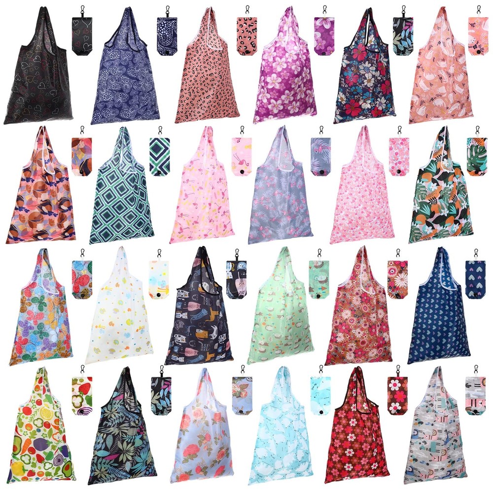 Reusable Shopping Bag Foldable Recycle Travel Grocery Pocket Bulk 24 PCS