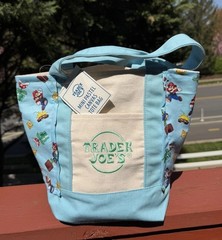 Custom Super Mario Bros Trader Joe’s Mini Canvas Tote, Blue, Spring 26’ Handmade