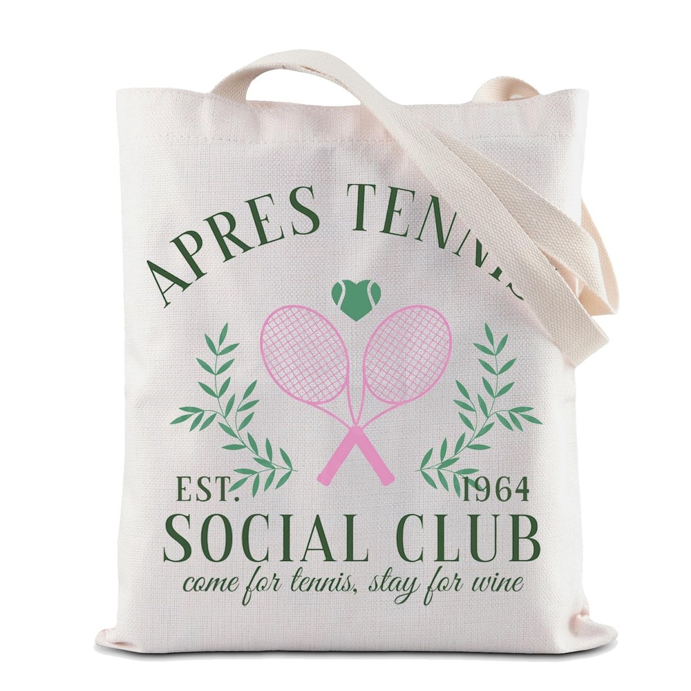 Tennis Tote Bag Lover Player Social Club Reusable Grocery Shopping Handbag