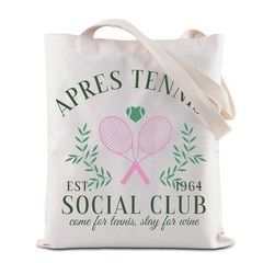Tennis Tote Bag Lover Player Social Club Reusable Grocery Shopping Handbag