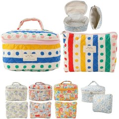 Fcteap Makeup Bag Travel Essentials Quilted Cosmetic Large, Colorful Dots