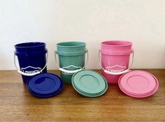 4x TRADER JOE’S Mini Pastel Canvas Totes + 3x LOWE’S Mini Buckets w/Lids. NWT!