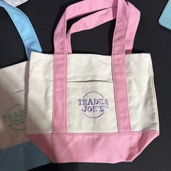 New Trader Joe’s TJ Mini Pastel Canvas Tote Pink Blue Set Easter Spring Summer