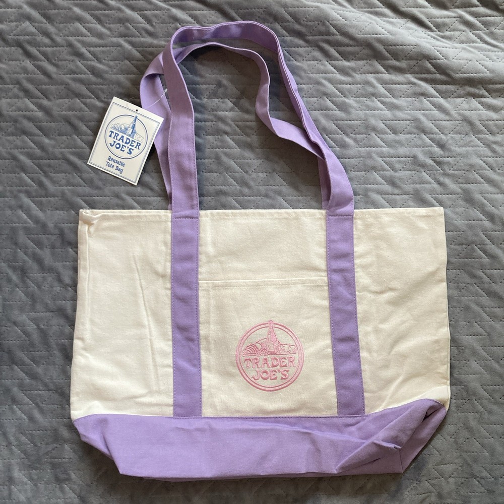 Trader Joe’s Lavender Purple Large Canvas Tote Bag-Spring 2026-New with Tags!