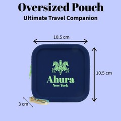 Ahura Navy Large Silicone Cosmetic Bag – Travel Makeup Bag, Coin Blue