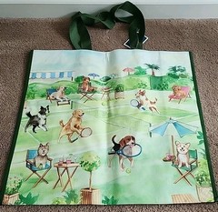 New Marshalls – Happy Dogs Playing Tennis – Large Reusable Shopping Tote Eco Bag