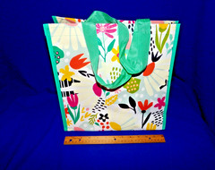 New! Dollar General Reusable Shopping Bag- Spring Flowers W/Green Ribbon Handles