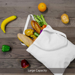 5-Pack Economical 16″x15″ White Cotton Tote Bag, Lightweight Medium Reusable Gro