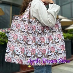 Foldable Tote Shopping Bag Panda and Bears All Over Print