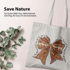 Gingerbread Bow Christmas Canvas Tote for , Its the Most Wonderful Time of th…