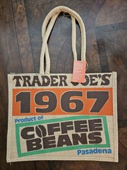 TRADER JOE’S COFFEE BEANS Pasadena Burlap Jute Tote Reusable Shopping Bag NEW