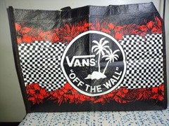 Vans Off The Wall Reusable Large Black Checked Red Floral Shopping Tote Bag