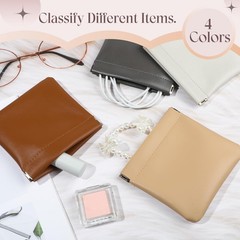 ISKYBOB 4PCS Small Makeup Bag for Purse, Portable Lambskin Medium, Business