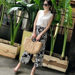 Lady Wicker Handbag Bags Totes Beach Straw Woven Summer Rattan Basket Retro