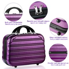 14-Inch Makeup Train Case Hardshell PC+ABS Travel Cosmetic Organizer, purple