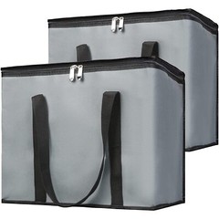 2-Pack Insulated Reusable Grocery Bag w/ Zippered Top, X-Large Frozen Foods Cold
