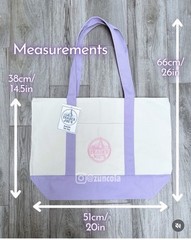 Trader Joe’s Canvas Tote Foldable Color Block Purple Beige Shopping Bag