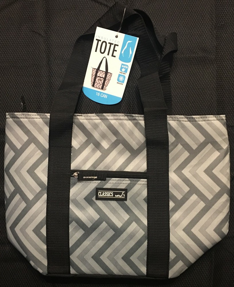 Penguin 16 Can Tote – Grey Geometric Pattern