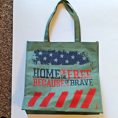 Home of the Free Because of the Brave Grocery Tote Bag American Flag Stars New