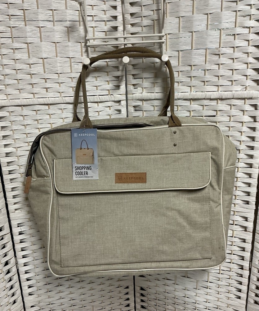 Keepcool Extra Large Insulated Shopping Cooler Bag 20″ x 16”x 6.5” Beige NWT