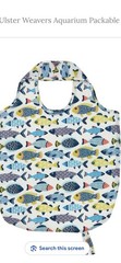 Ulster Weavers Roll-up Packable Aquarium Shopping Bag With Fish Design -NWT
