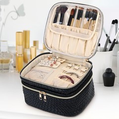 LOFOWN Large Makeup Bag for Women Double Layer Cosmetic with B/Black