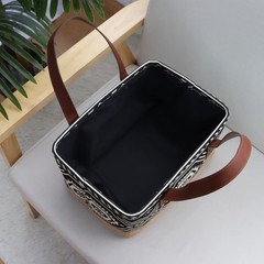 Canvas Tote Bag, Small Rectangular Picnic Basket for Storage Shopping Laundry…