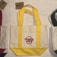 Trader Joe’s Canvas Mini Tote Bag Set of 4 + RARE ORANGE CREW Mini Tote Bag NEW