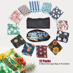 Large Capacity Foldable Reusable Grocery Shopping Tote Bags 12 Pack