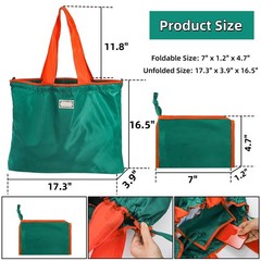 4 PCS Reusable Shopping Bags Foldable Grocery Handle Drawstring Closure Tote