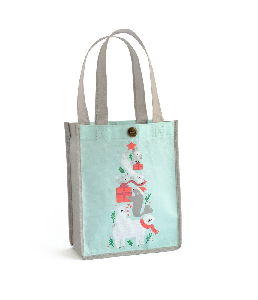 4 PACK OF Minted Reusable Gift Bags, Polar Bear family