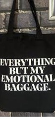 IL Makiage Black Canvas Foldable Tote Bag Medium Modern Text Pattern