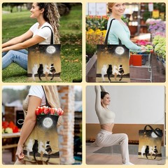 Cute Cat Tote Bag, Cats Gifts Handbag Reusable Travel Shopping Storage Should…