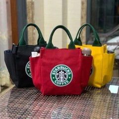 Starbucks Canvas with Side Pockets Multi Purpose Handbag Reusable Daily Bag 4：