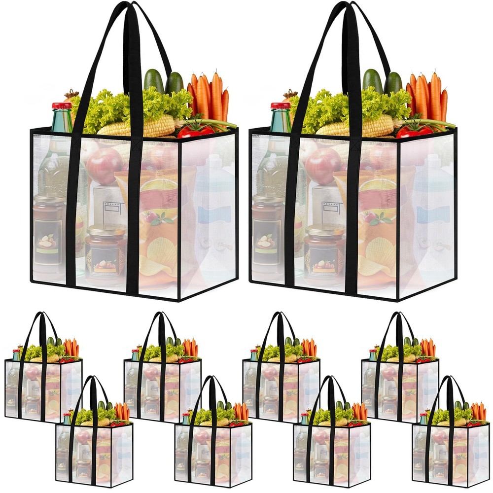 SmartTrends 10 Pack Reusable Grocery Bags, Heavy-Duty Shopping Bags with Sturdy