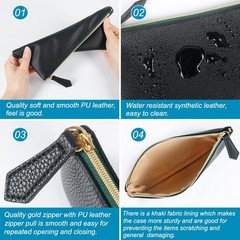 HRX Package Soft Faux Leather Cosmetic Bag, 2pcs Black Makeup Brushes