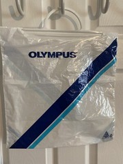 Vintage 1998 Olympus Plastic Disposable Shopping Bag with Handle 14.5″x14.5″
