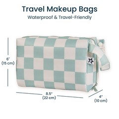 Tiny Twinkle Waterproof Travel Toiletry & Makeup Bag Organizer Sage Checkers