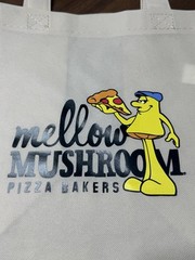 Mellow Mushroom Reusable Grocery shopping bag, Eco friendly 13X10X15