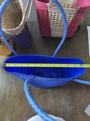 Foldable Plastic Geometric Pink Blue Tote Bag Medium 12in x 6in Basket